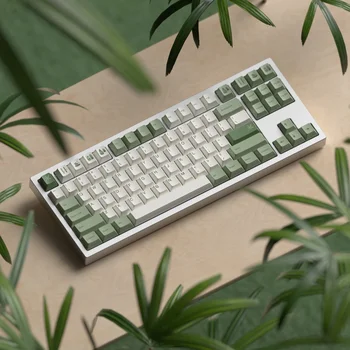 145 Клавиши Bamboo Forest Тематични Капачки за ключове Череша Профил на Зелено Бялата Капачка за ключове сублимационен печат клавиатура с PBT Боя Keycap MX Switch 6.25 U 7U