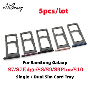 AliSunny 5 бр. Един Слот За Тава с Две Sim карти На SamSung Glaxy S7 S8 S9 S10 Edge Plus Nano Micro SD Притежателя на резервни Части За Ремонт на