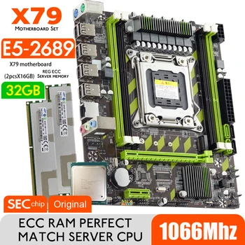 Дънна платка Atermiter X79 с XEON E5 2689 2* 16 GB = 32 GB DDR3 1066 REG ECC RAM Памет Комбиниран комплект NVME SATA Сървър