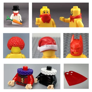 MOC Bricks Коледна шапка, яка, открита облекло, шал, с волани на шийката на носна кърпичка, аксесоари с диви swirls, събрани строителни блокове, играчки