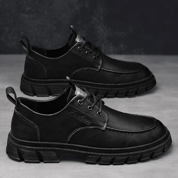 Мъжки Oxfords от естествена кожа, удобни модела обувки, оригинални, официалната бизнес ежедневни обувки Дерби от дантела-за мъже