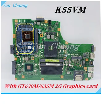 K55VM дънна Платка За ASUS K55VM K55VJ A55V K55V R500V дънна Платка на лаптоп HM76 DDR3 С видео карта GT630M/GT635M 2G 100% тест