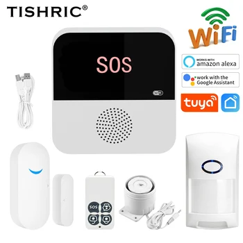 TISHRIC Алармени системи За Дома Wifi Sasha Smart Life App Control Комплект Сот Комплект Сензори Работа С Alexa и Google