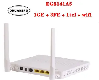безплатна доставка AB320 5 бр. оригинални ТВ EG8141A5 Gpon ONU FTTH модем-рутер върху метал + адаптер 1GE + 3FE + 1tel + wifi Английски