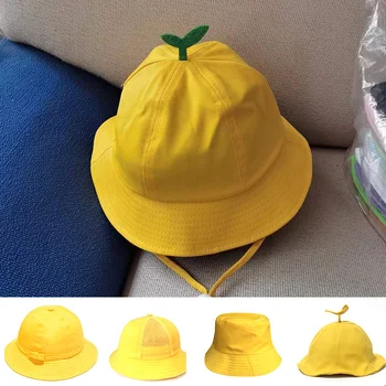 Детска малката жълта шапка, рибарска шапка-таблетка в японски стил, детска мода проста однотонная шапка за басейна, детска шапка 2023