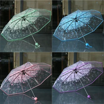Романтична прозрачен купол с везикулозната цветове, сладък готически чадър от вятър и силен дъжд, женски слънцезащитен чадър, женски декор на открито