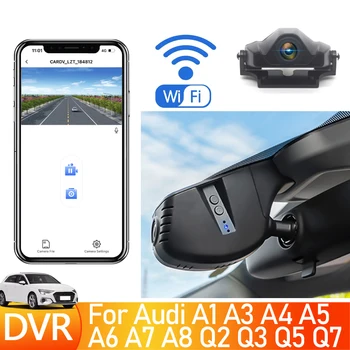 4k UHD Скрит Автомобилен Видеорекордер Wifi Dash Cam Камера видео Рекордер С Две Лещи Лесен Монтаж За Audi A1 A3 A4 A5 A6 A7 A8 Q2 Q3 Q5 Q7