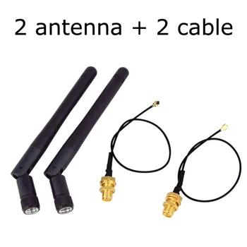 2 бр./лот, 3dBi, 2.4 Ghz, Wi-Fi, 2,4 G Антена RP-SMA мъжки Безжичен рутер + 17 см, PCI U. FL IPX, RP-SMA мъжки кабел с косичкой