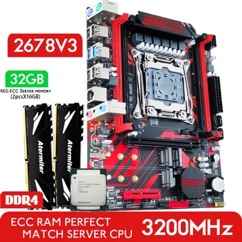 Комплект дънната платка Atermiter с процесор Xeon E5 2678 V3 CPU LGA 2011-3 DDR4 32GB 2X16GB 3200 Mhz REG ECC RAM