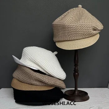 Лятото Дишащи тъкани ретро-барети, корейската версия, модна тенденция зашити шапка вестникарче, персонални ниша дамски шапки