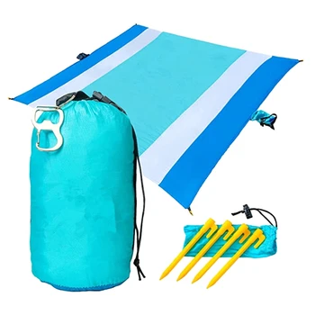 Плажна одеяло за пътуване с пясък и джоб - 84 X 108 инча, плажен мат с заземляющими тояги, джобно одеало за пешеходни разходки, пикник
