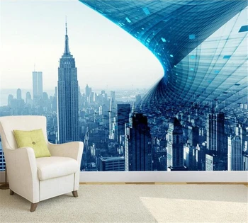 beibehang Индивидуални тапети 3d триизмерна сфера на мода абстрактно архитектурно пространство модерна синята фонова стена
