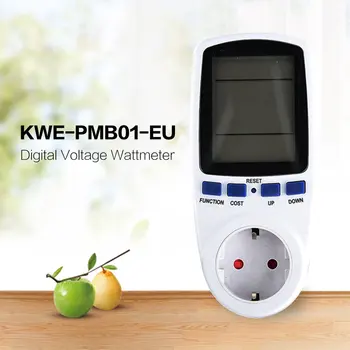 Марка KWE-PMB01 ЕС/САЩ Включете електромера Изход Цифров Ваттметр Напрежение Вата Консумация на Енергия на Променлив Ток Анализатор на Електроенергия Монитор