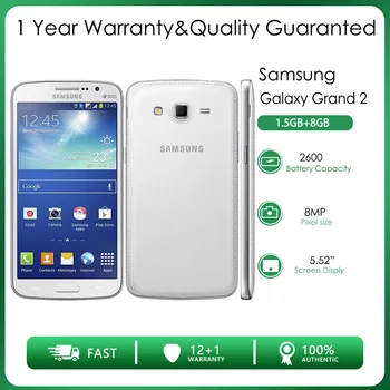Оригинален отключени Samsung Galaxy Grand 2 G7102 4G четириядрен 2 Сим карти 1,5 GB оперативна памет, 8 GB ROM 8 MP 5,25 