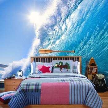 beibehang 3d тапети, син океан, спалня, творчески нетъкан тапет, начало декор, може да се направи по индивидуален размер