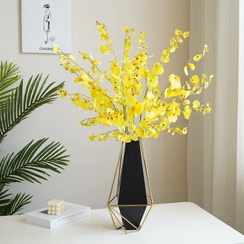 4 Танцуващи Орхидеи, вази с изкуствени цветя за домашен интериор, копринени цветя phalaenopsis, сватбена украса, фалшив растение