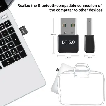 Здрав аудиоконвертер, черен адаптер-приемник, предаване на разстояние от 10-20 метра, USB, Bluetooth-съвместим адаптер 5.0 за приемане на