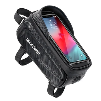 Велосипедна чанта със сензорен екран, водоустойчив мотор чанта, велосипеди предни държач за мобилен телефон, чанта с горната шнорхел, каране на светлоотразителни аксесоари за МТБ
