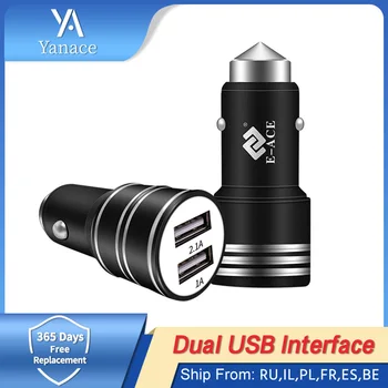 Зарядно за кола Yanace 2.1 A с двоен USB универсално зарядно устройство за мобилни телефони Xiaomi Samsung за iPhone и Android