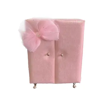 Шкаф за куклена къща 1: 12, с чекмедже, розов шкаф за кукли, бижута калъф за настолни играчки, куклена къща, украса за играта на къща