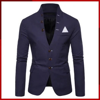 2023 Пролетта нов мъжки модерен сако с декоративни копчета, оборудвана яка-часова, обикновен костюм, сако, палто