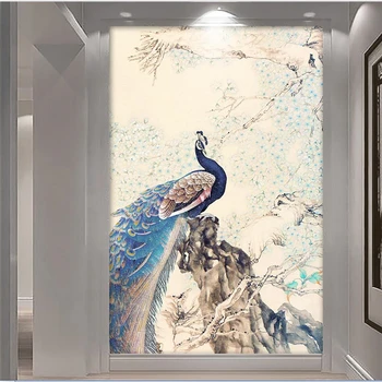 beibehang Потребителски Тапети 3d стенопис Нов Китайски цъфтят богат фон с корона павлина стенни Живопис papel de parede тапети