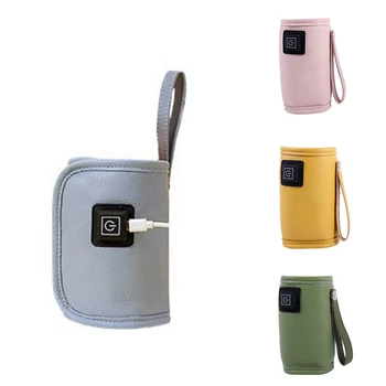 USB-нагревател за мляко и вода, количка, изолирано чанта, нагревател бутилки за хранене на бебето, безопасен за зимата на открито -сив
