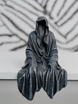 Черна Новата статуя Жнеца Solace The Reaper, седнала статуя, готически настолни скулптури от смола за украса на дома