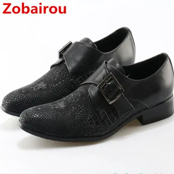 Zobairou/ луксозни черни лоферы с шипове, слипоны с кристали, мъжки кожени обувки на равна подметка, италиански модни oxfords за мъже, обувки за бала