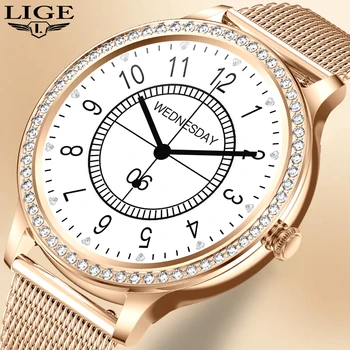 Новите смарт часовници Lige, дамски часовници с екран повикване Bluetooth, спортен фитнес гривна, часовник за Android, IOS, модни дамски умен часовник