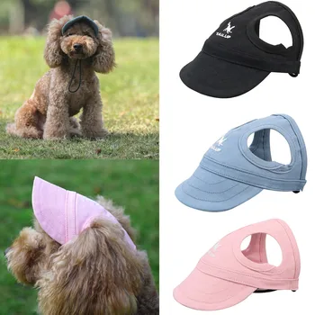 Бейзболна шапка за домашни любимци с дупки на ушите, спортна бейзболна шапка за кучета, защита от слънцето, Регулируем обтегач, лятна шапка за големи средни малки кучета, солнцезащитная шапка за кучета