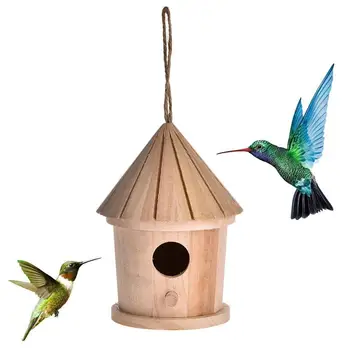 Направи си сам гнездо на птици и Птичи Къща Открит Висящ Птичи Къща Декорация на Дома, Градинарство Украса тънки дървена къща