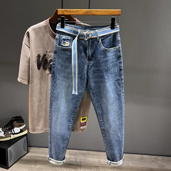 Модерни мъжки дънки 2023, пролетни нови улични ежедневни панталони, младежки дънкови панталони в стил хип-хоп