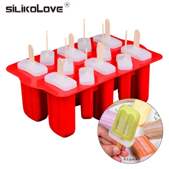 SILIKOLOVE 12-Полостная машина за приготвяне на сладолед от хранително-силикон Форми за popsicle за Многократна употреба Форма за сладолед от 12 пръчки