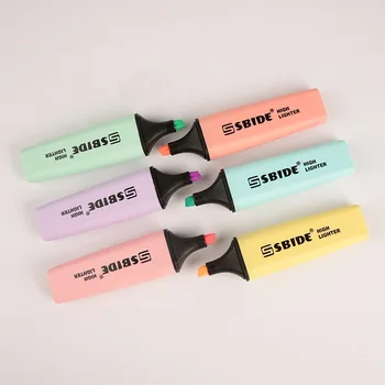 1бр Сладък дръжка-хайлайтер, Пастелно маркер, японски флуоресцентни химикалки, Цветни ученически пособия на едро, корейски канцеларски материали