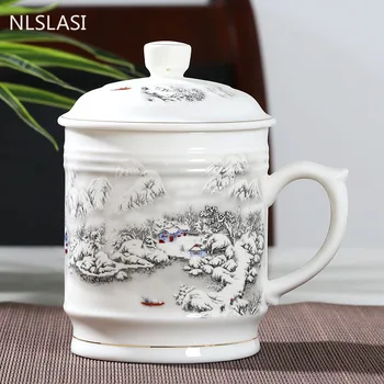 Цзиндэчжэнь, керамични чаени чаши с капак, ръчно рисувани с цветен модел, магистър-бутици за чайна церемония, Аксесоари
