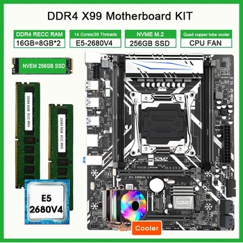 Комплект дънната платка X99 M-G2 с процесора E5 2680 V4 LGA2011-3 2 бр. X 8 GB = 16 GB оперативна памет на 2133 Mhz NVME 256G M. 2 SSD и ПРОЦЕССОРНЫМ ОХЛАДИТЕЛ