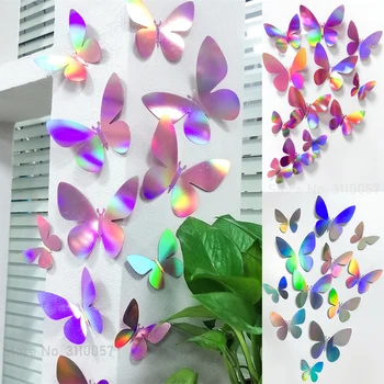 Виолетово-Червен Ловец на слънцето, 3D Стикери за стена с пеперуди за детска стая, декорация на дома, парти, направи си сам, стикер с пеперуди, сватбен декор, 12 бр.