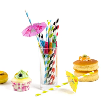 Мода 10 бр., многоцветни тропически чадър, ананасовые сламки за коктейли, за еднократна употреба соломинка за пиене сок, Хавайски декор за плажната партита