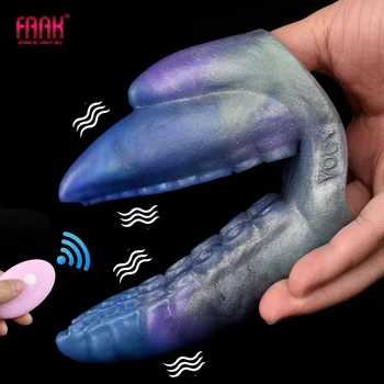 FAAK Щупальце Вибриращ пръст Ръкав Силиконова обвивка Многоцветен стимулатор на клитора Женски мастурбатор секс Играчки за Жени, Мъже