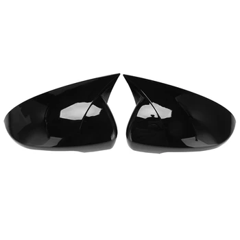 Автомобилно гланцово черно странично стъкло за обратно виждане от бичи Рога, малка перука на темето на странично огледало, тампон на дограма, Капаци на страничните огледала за Hyundai Tucson 2015-2020