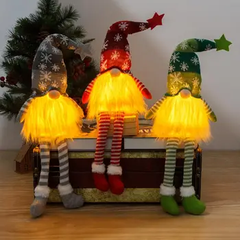 Детска Коледна играчка, реалистична ... сияеща светлина, Празнични дълги крака, детски подарък тъканни фигурки на джуджета, украса на Фестивала играчки