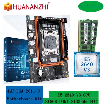 HUANANZHI комплект дънната платка xeon x99 4MF LGA 2011 v3 E5 2640 V3 с процесор и ddr4 2133 Mhz 16 GB (2*8 GB) памет RECC combo M. 2 NVME