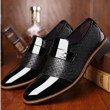 Мъжки обувки От кожа с релефни, Класически модерен мъжки обувки премахнати за 38-50, Износостойкая Нескользящая Мъжки обувки, Нескользящие черни обувки SY6-200