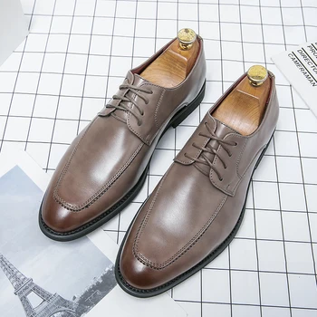 2022 Нови мъжки модел обувки, Мъжки Официалната обувки От Кожа С Остри пръсти, Модерни Сватбени обувки за Булката, мъжки обувки-Oxfords, Големи Размери 38-48
