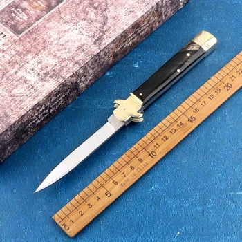 Мафията 9-инчов сгъваем нож за нощуване на открито двойна месинг ръчно изработени от естествен рог стомана D2 тактически нож EDC инструменти