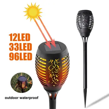 Воющий Водоустойчива Лампа за косене на трева със Слънчев пламък, 33led, Реалистичен Ефект Танцуващ Пламък, фенерче на слънчеви батерии, Градински фенери