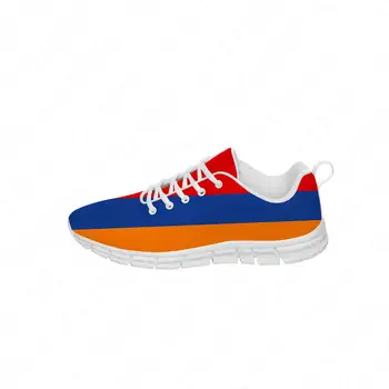 Популярните обувки с флага на Армения, мъжки и дамски ежедневни обувки за юноши, обувки за бягане с 3D-принтом, дишаща лека тъканно обувки в бял цвят