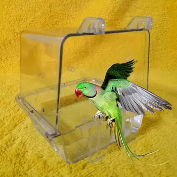 Подвесная Птича Папагал Прозрачен Душ За Къпане Кутия За Баня Инструмент За Почистване На Клетки За Баня