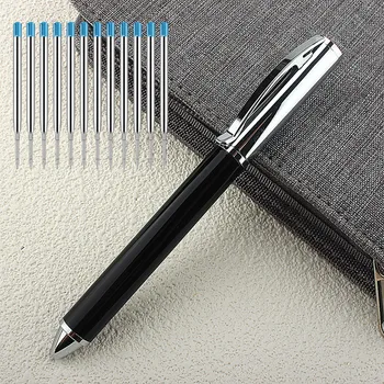 Метална химикалка химикалка луксозен качество, метално сребро, мастила с върха 0,7 мм, офис дръжка, ученически пособия